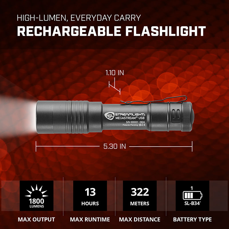 MEGASTREAM USB oppladbar lommelykt - Bilde 5